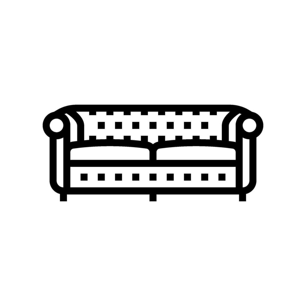 soffa läder linje ikon vektor illustration