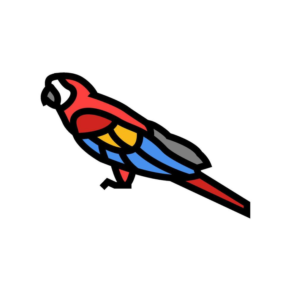 scharlachrot Ara Sitzung Papagei Vogel Farbe Symbol Vektor Illustration