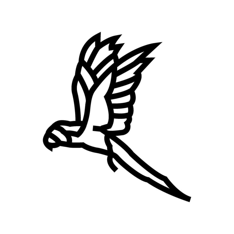 ara flygande papegoja fågel linje ikon vektor illustration