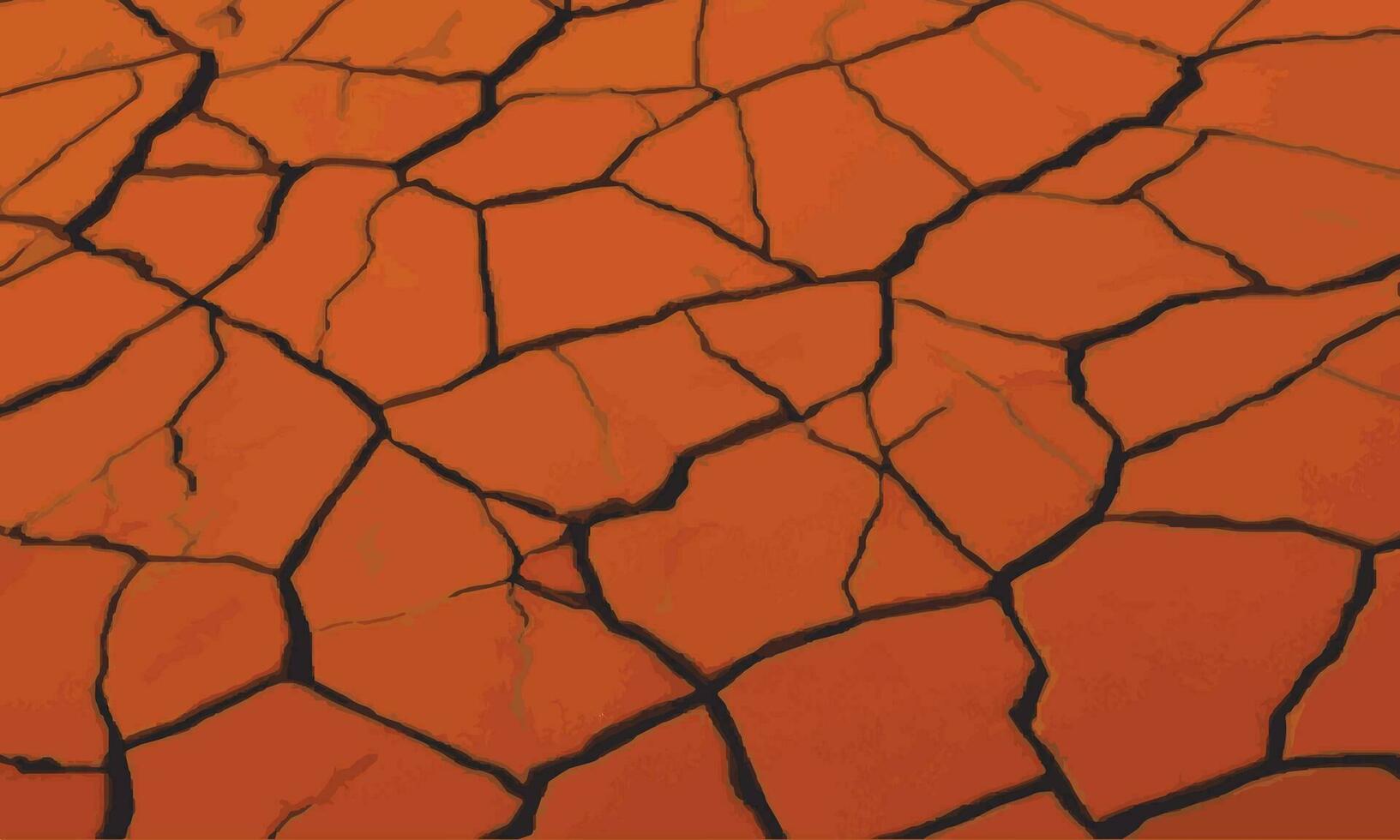 torr jord orange yta knäckt jord textur bakgrund. orange torr jord detalj vektor illustration
