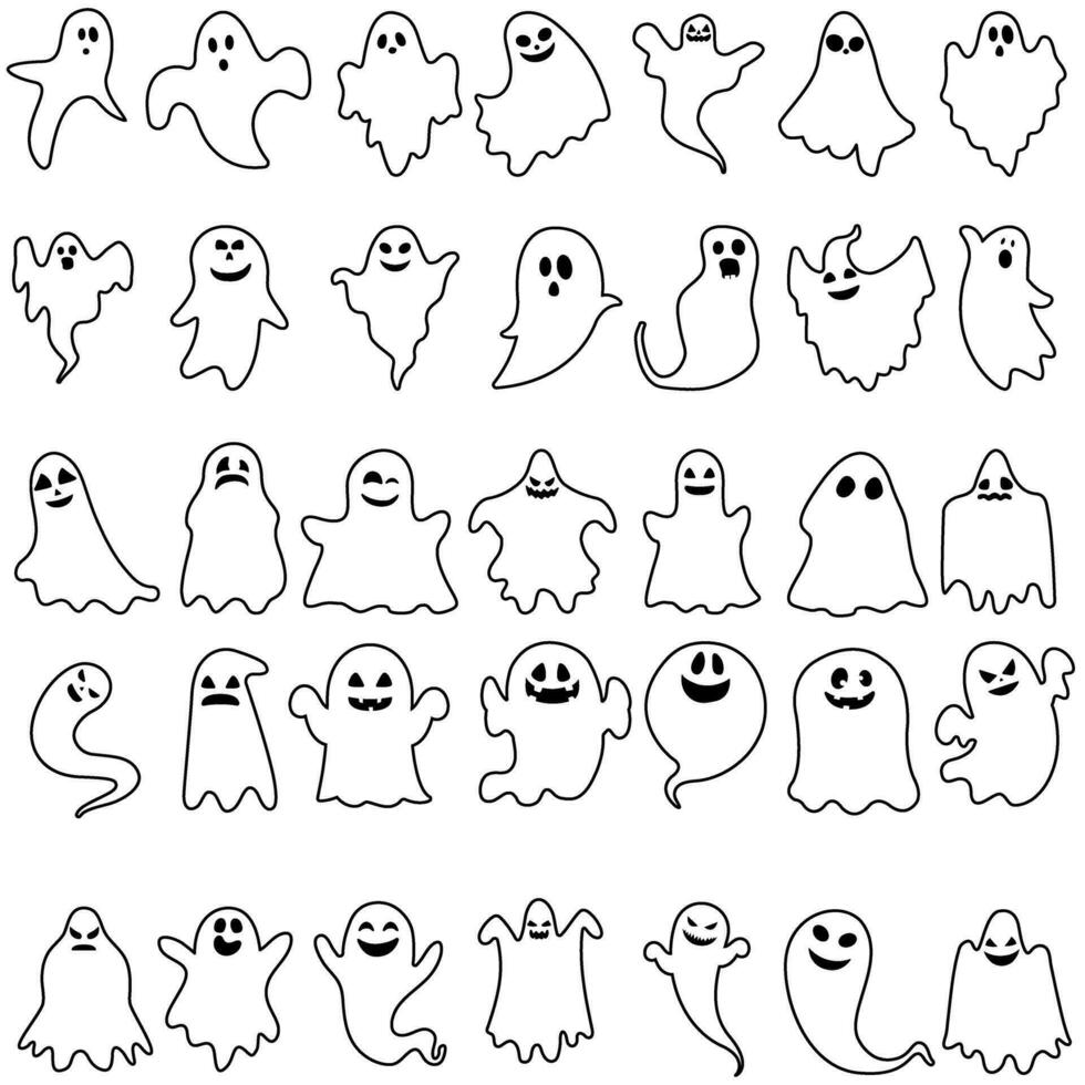 spöke ikon vektor uppsättning. Spöke illustration tecken samling. spöke symbol. halloween logotyp. anda märke.