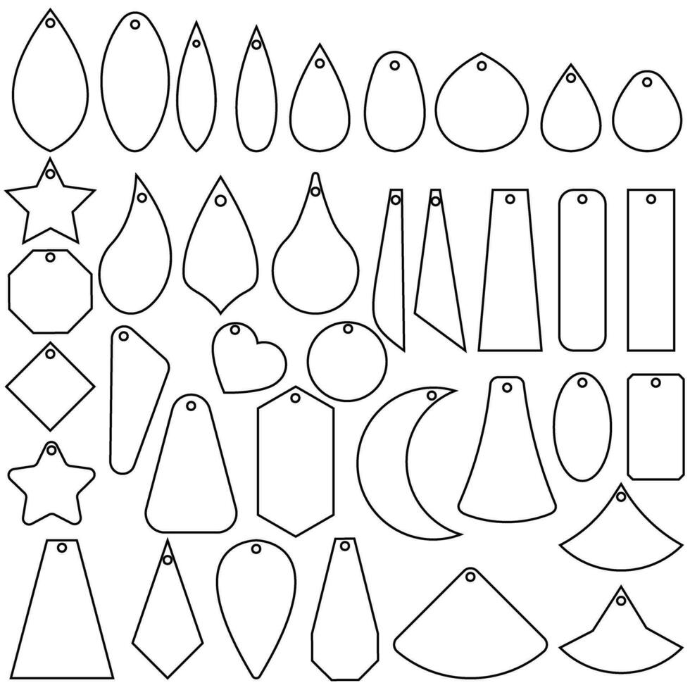Ohrringe Symbol Vektor Satz. Träne Ohrringe Illustration Zeichen Sammlung. Bijouterie Symbol oder Logo.