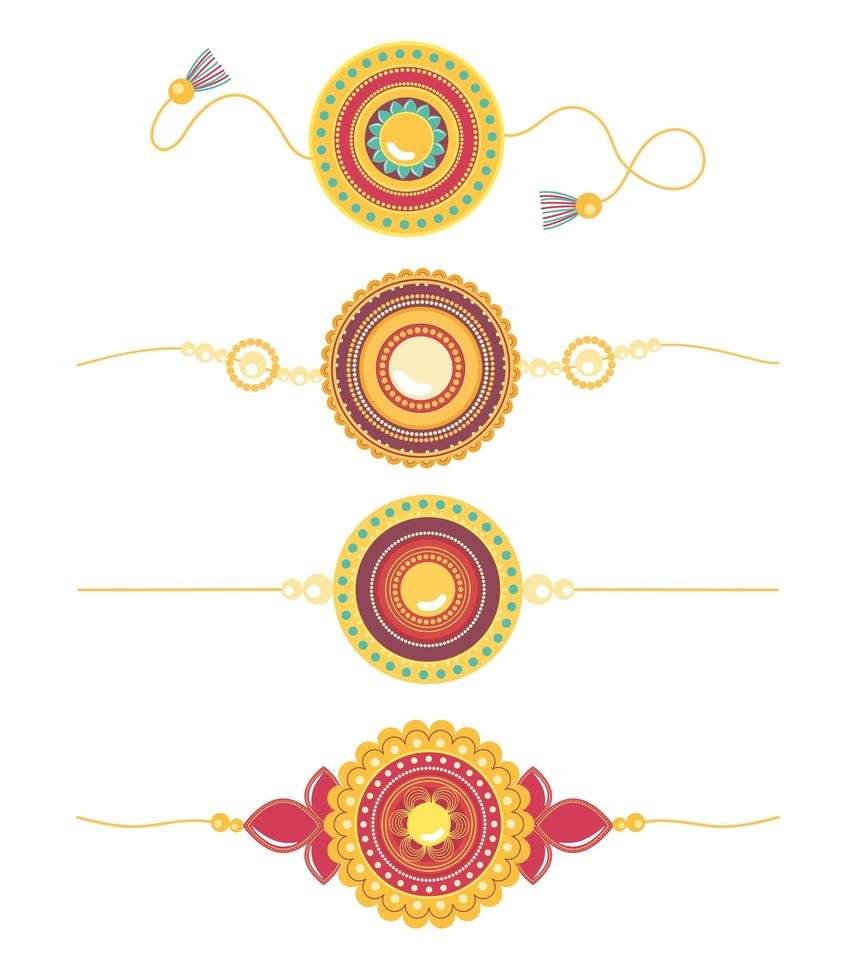 raksha bandhan, traditionella armband kreativa förhållanden bröder och systrar indiska vektor
