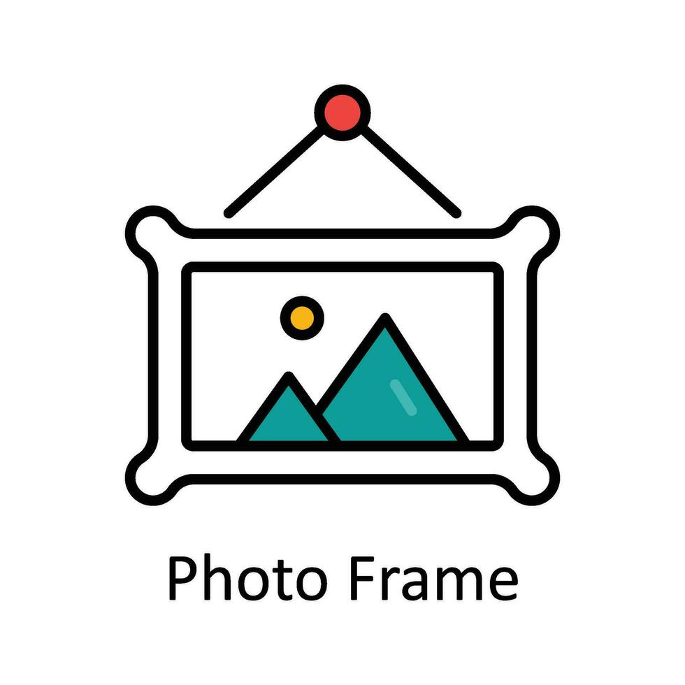 Foto Rahmen gefüllt Gliederung Symbol Design Illustration. Kunst und Kunsthandwerk Symbol auf Weiß Hintergrund eps 10 Datei vektor