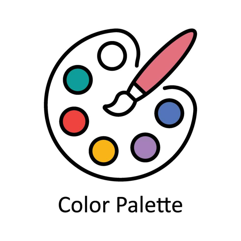 Färg palett fylld översikt ikon design illustration. konst och hantverk symbol på vit bakgrund eps 10 fil vektor