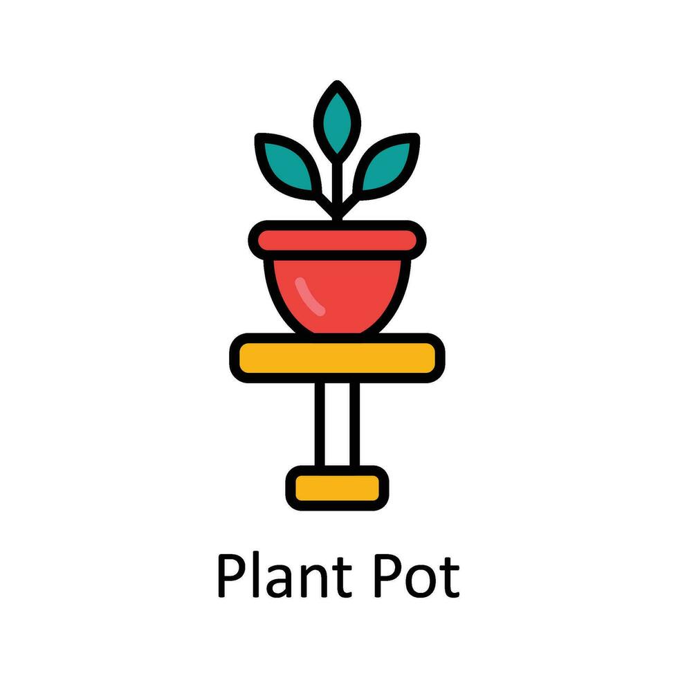 Pflanze Topf gefüllt Gliederung Symbol Design Illustration. Kunst und Kunsthandwerk Symbol auf Weiß Hintergrund eps 10 Datei vektor
