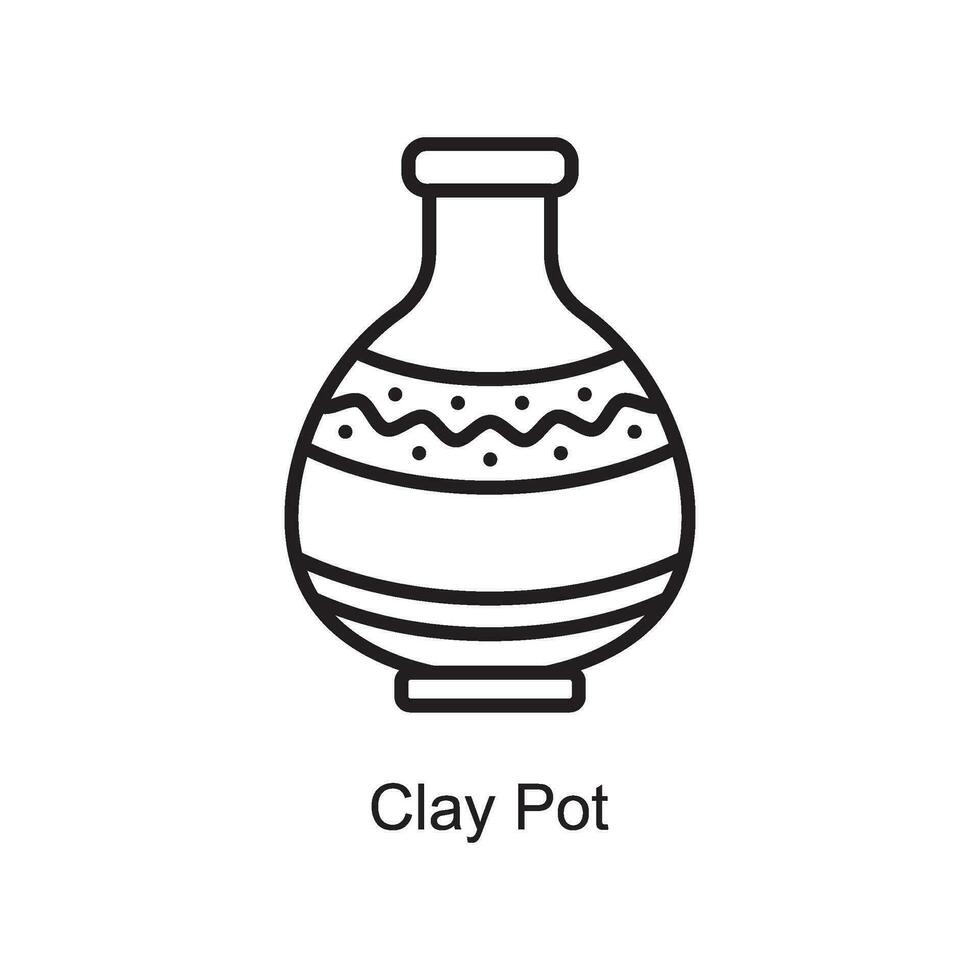 lera pott vektor översikt ikon design illustration. konst och hantverk symbol på vit bakgrund eps 10 fil