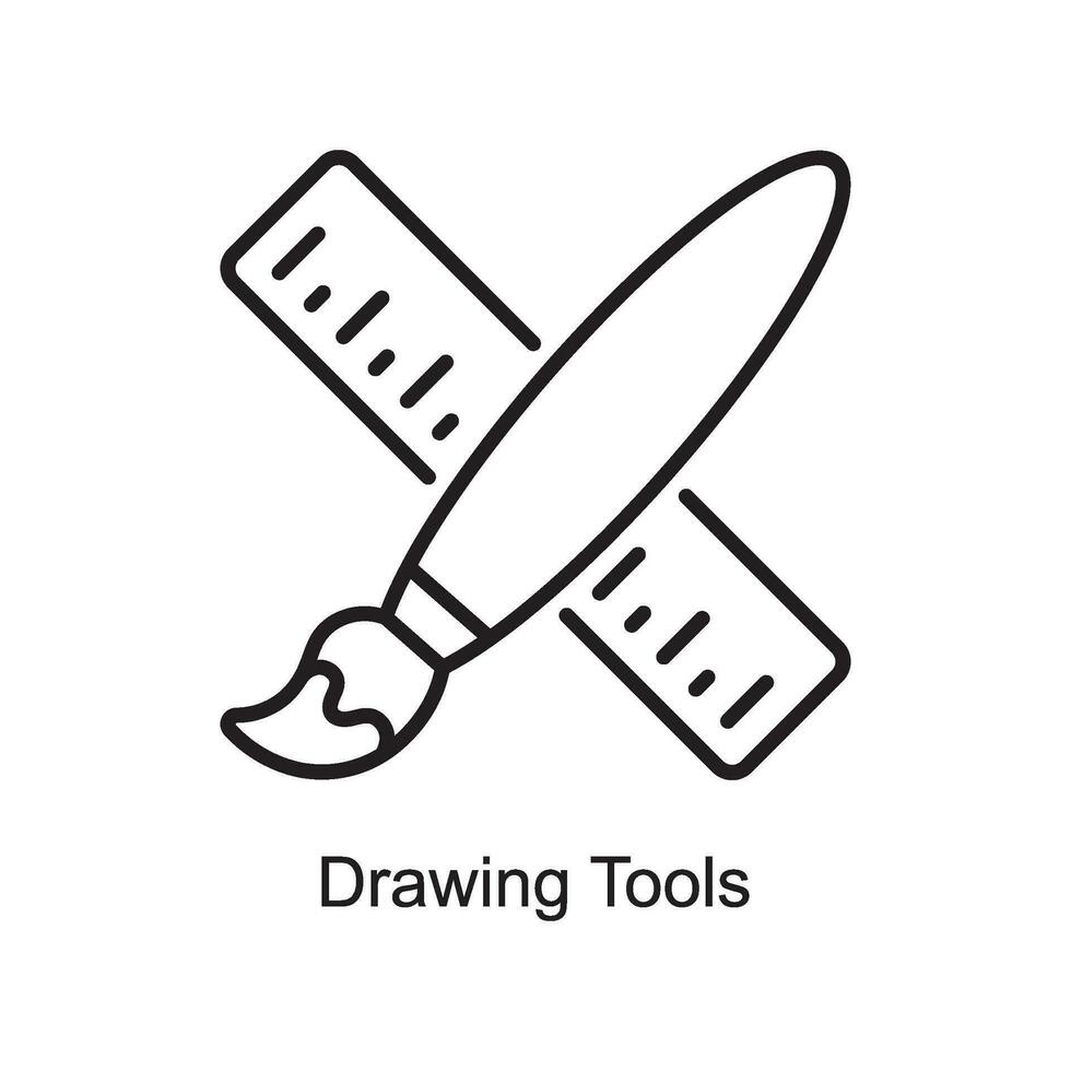 teckning verktyg vektor översikt ikon design illustration. konst och hantverk symbol på vit bakgrund eps 10 fil