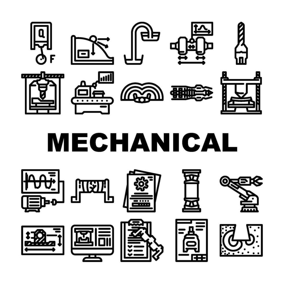 mechanisch Ingenieur Industrie Symbole einstellen Vektor