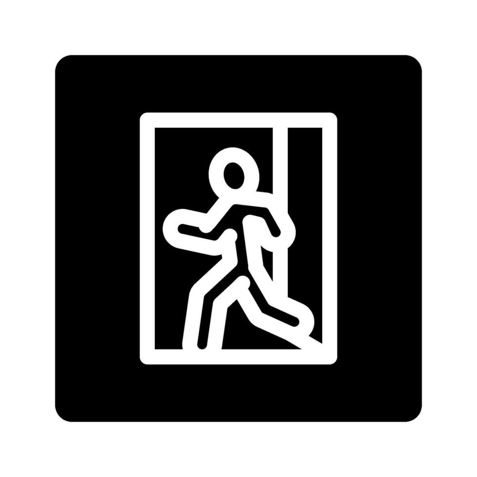 Notfall Ausfahrt Sicherheit Glyphe Symbol Vektor Illustration