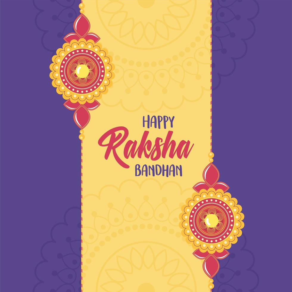 raksha bandhan, eleganta armband av relation bröder och systrar indisk festival vektor