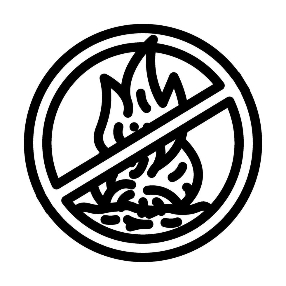 Nein öffnen Feuer Flamme Notfall Linie Symbol Vektor Illustration