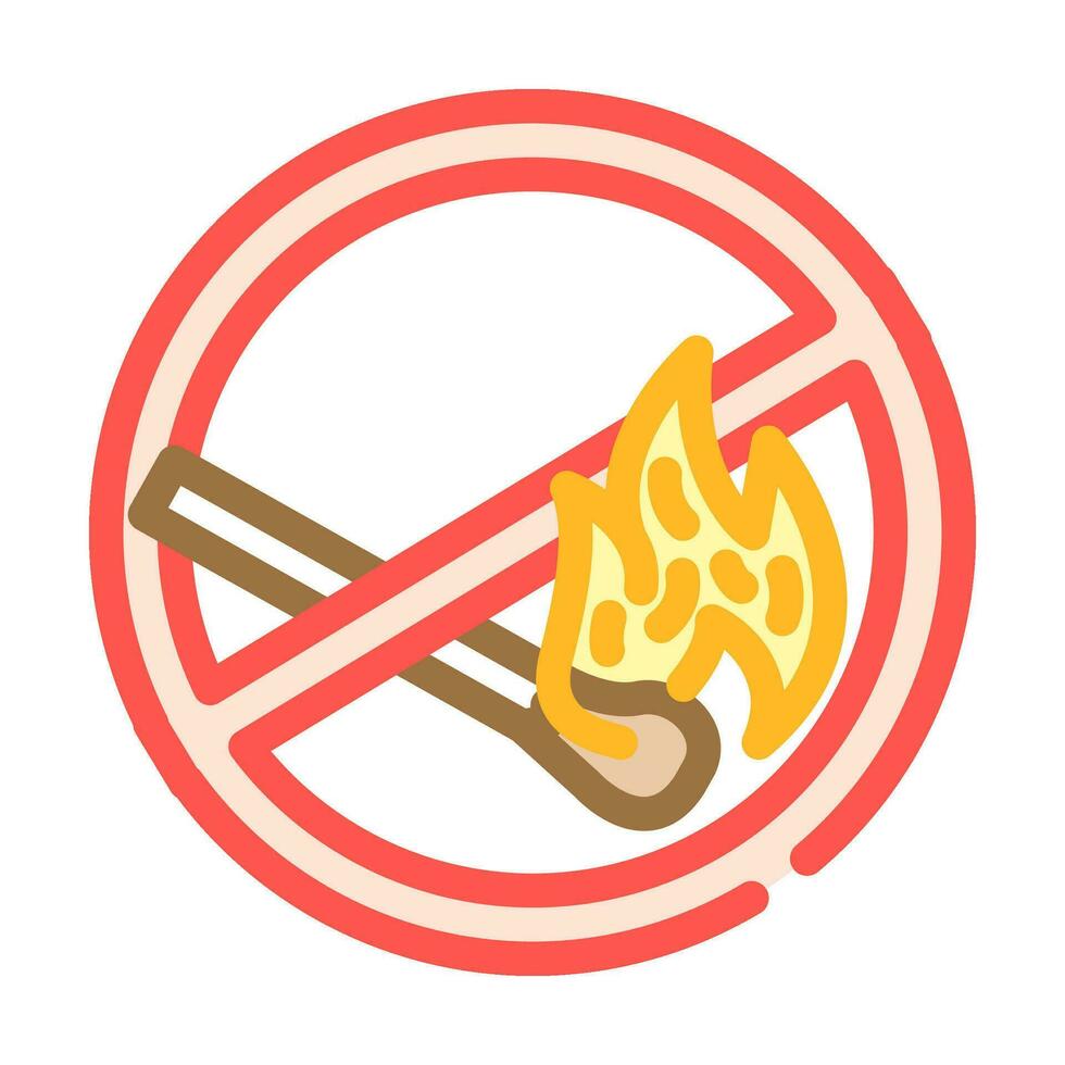 Nein öffnen Feuer beleuchtet Spiel Notfall Farbe Symbol Vektor Illustration