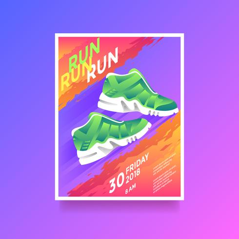 Run Run Run Health-Lebensstil-Flyer-Vektor vektor