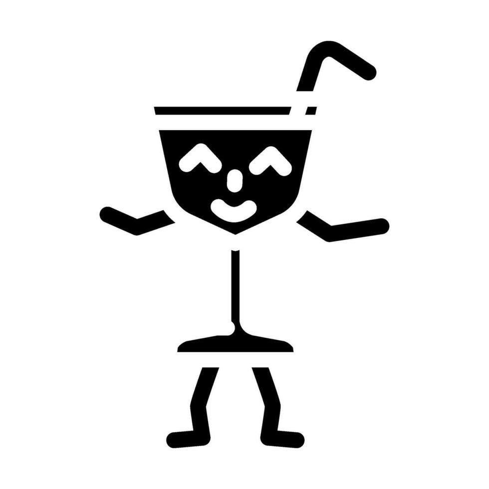cocktail karaktär retro musik glyf ikon vektor illustration