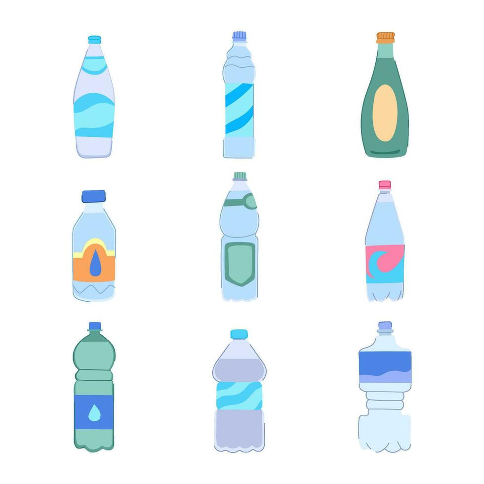 mineral vatten uppsättning tecknad serie vektor illustration