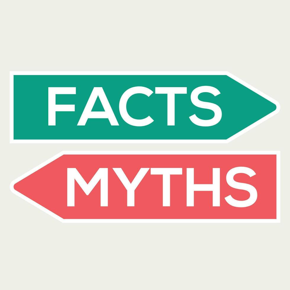 Tatsache vs. Mythos Logo Konzept Vektor Illustration