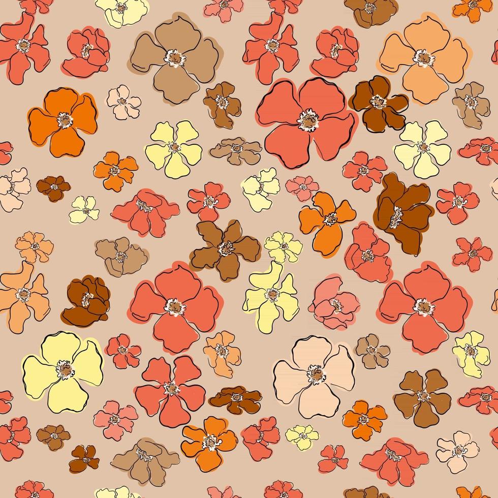 Vektor nahtlose Muster mit bunten Illustration von schönen Blumen. für Tapeten, Textildruck, Musterfüllungen, Webseiten, Oberflächenstrukturen, Geschenkpapier, Präsentationsdesign, Grafikdesign