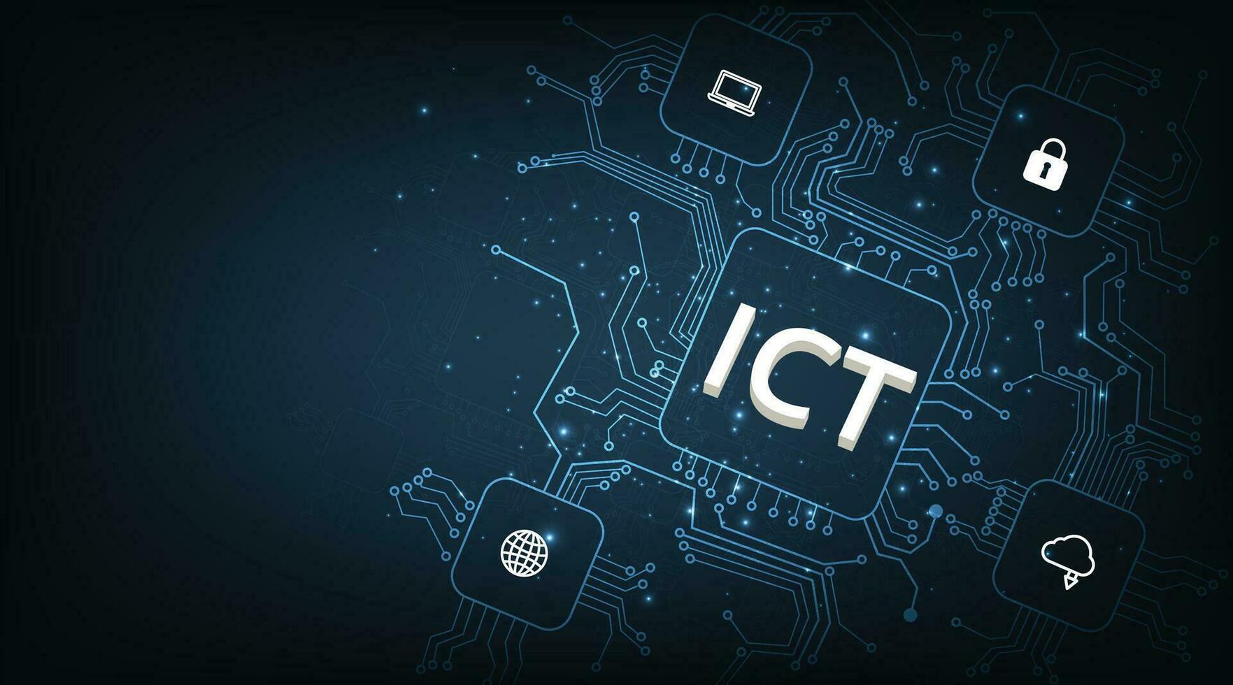 ict information och kommunikation teknologi begrepp. vektor