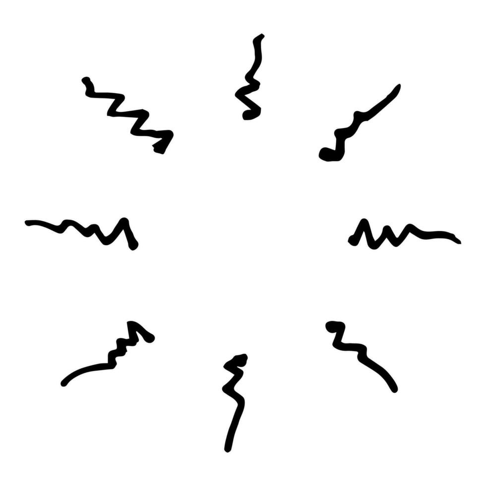 Hand gezeichnet Gekritzel Sternenexplosion, Sonnendurchbruch, Feuerwerk, Explosion Satz. Gekritzel Design Element. Vektor Illustration