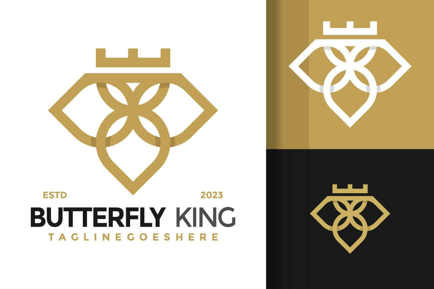 Diamant Schmetterling Krone Logo Design Vektor Symbol Symbol Illustration