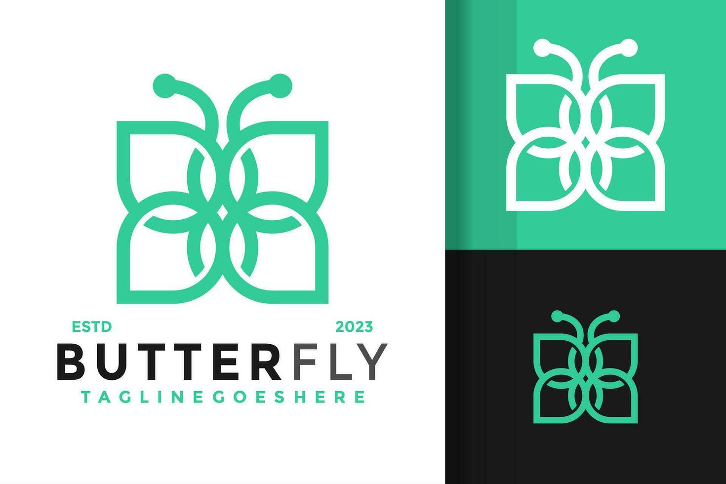 Schmetterling Blume Blatt Logo Design Vektor Symbol Symbol Illustration