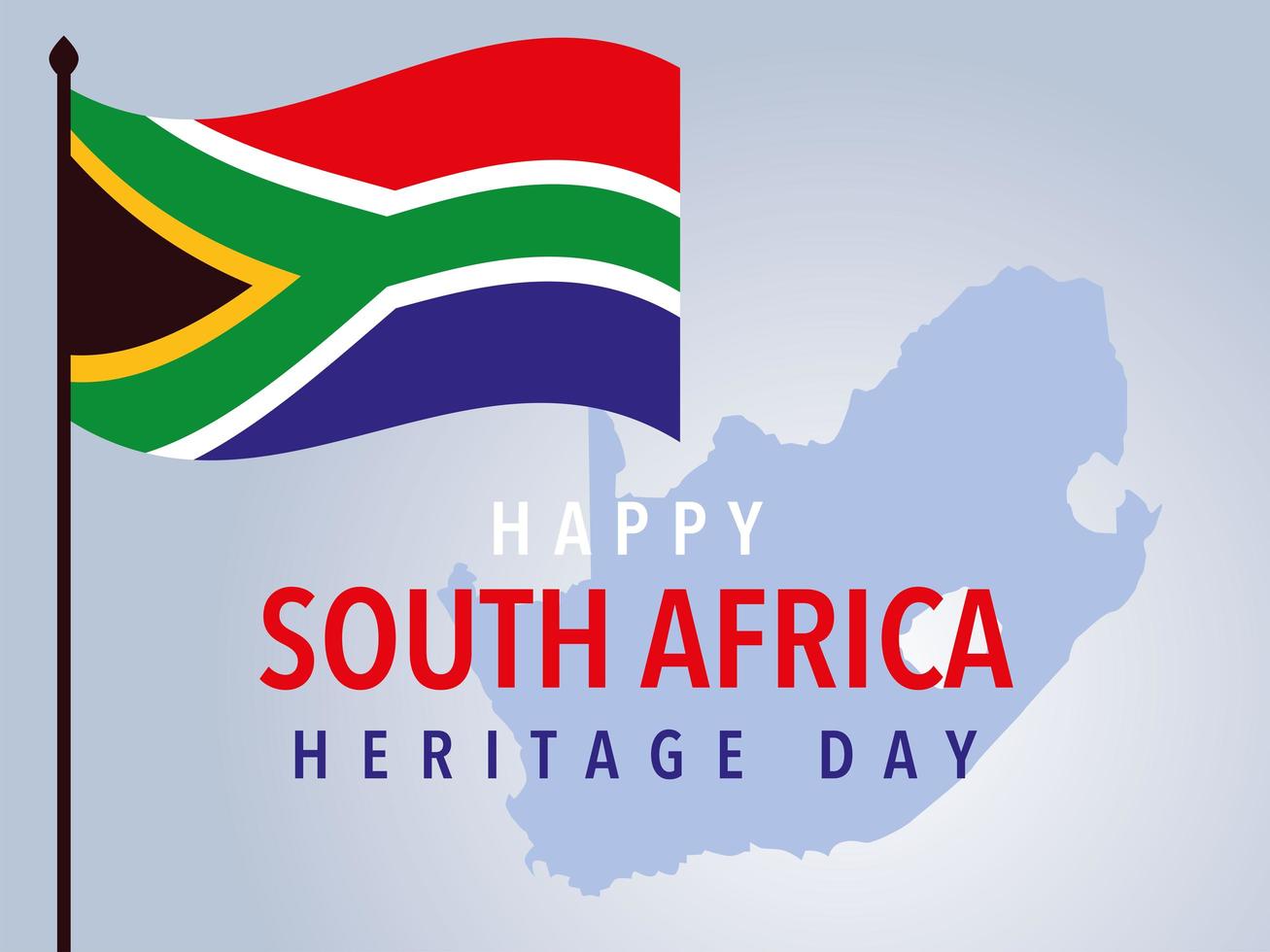 Fröhlicher Tag des südafrikanischen Erbes, Flagge und Hintergrundkarte vektor