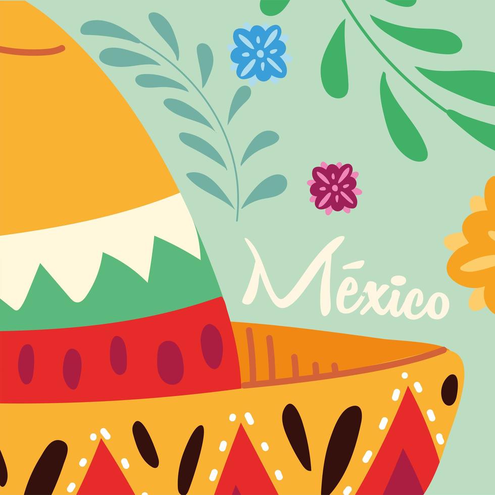 Label Mexiko mit mexikanischem Hut, Poster vektor