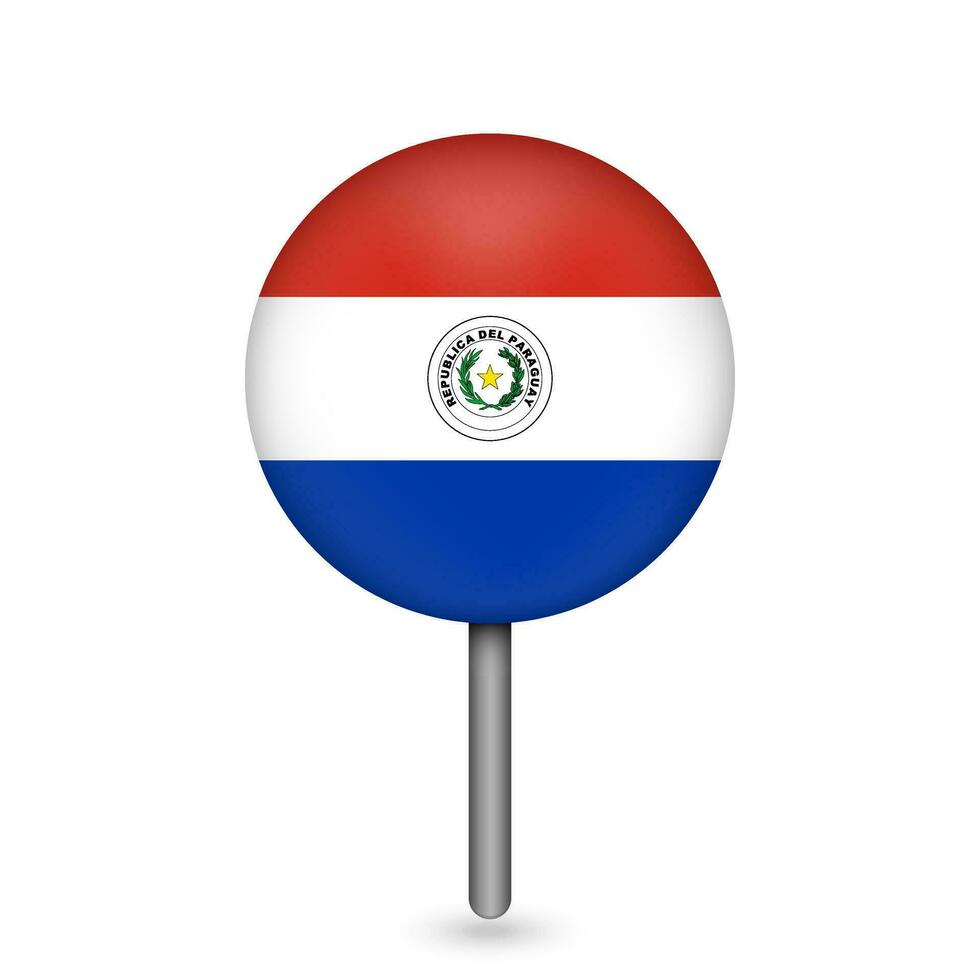 kartpekare med land paraguay. paraguays flagga. vektor illustration.