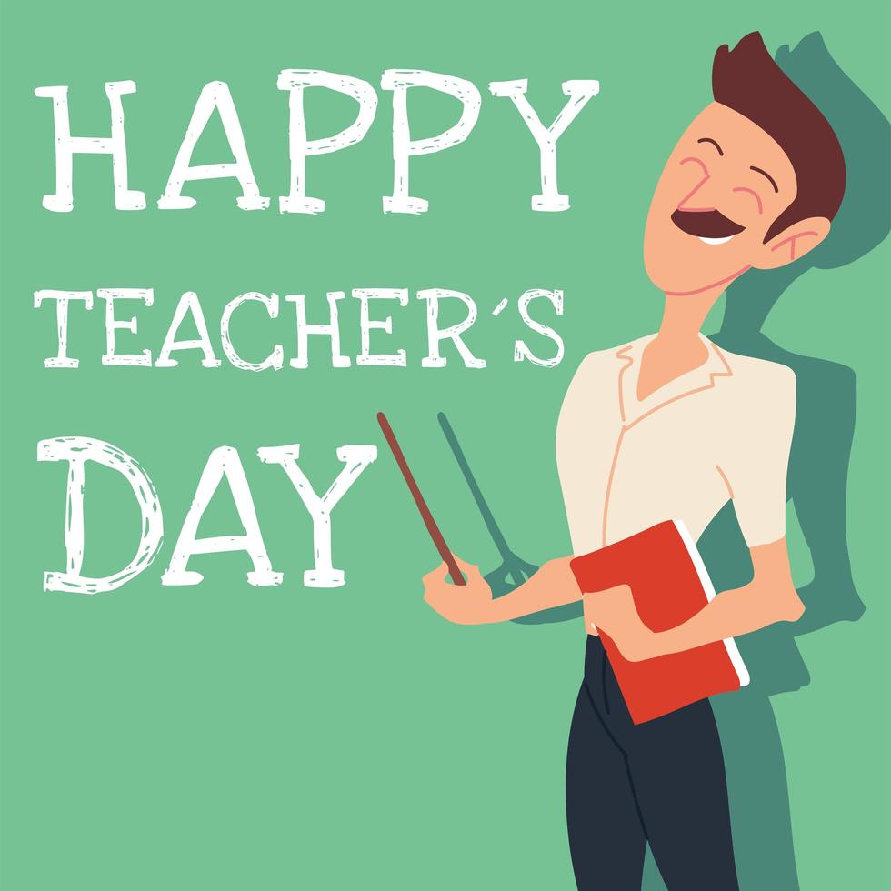 Happy Teachers Day Card mit Mann vektor