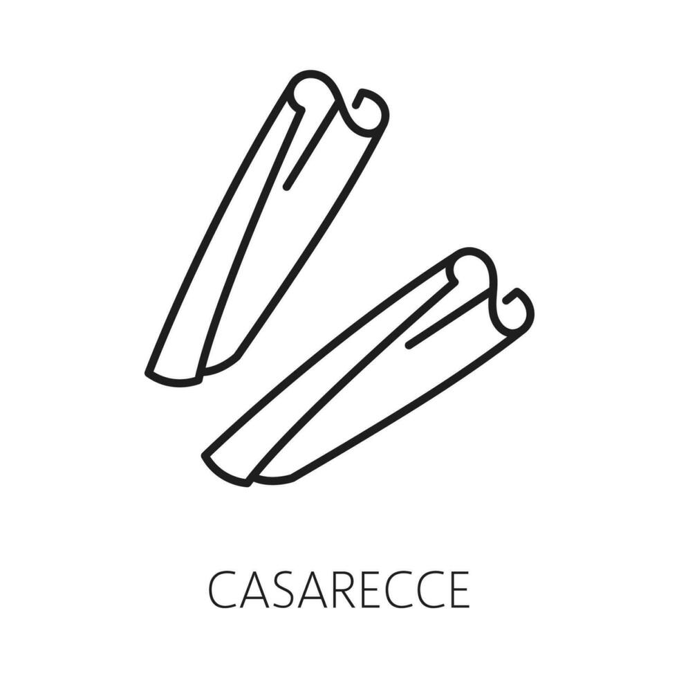 rå casarecce pasta nudel isolerat översikt ikon vektor