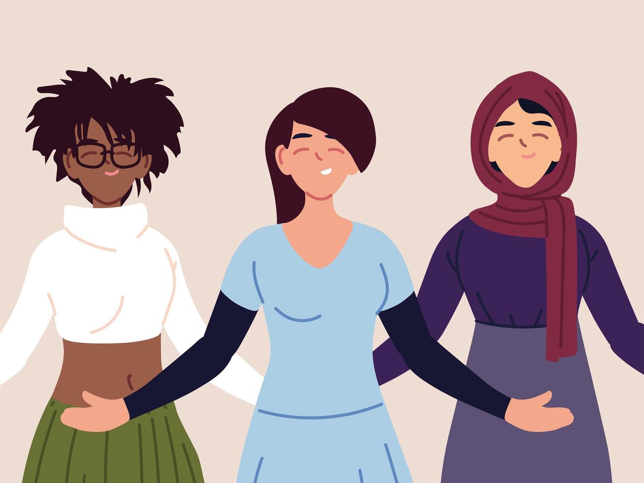 Portrait von multiethnischen Frauen zusammen, Vielfalt oder Multikultur vektor