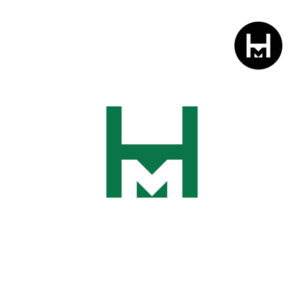 Brief Hm Monogramm Logo Design Negativ Raum vektor