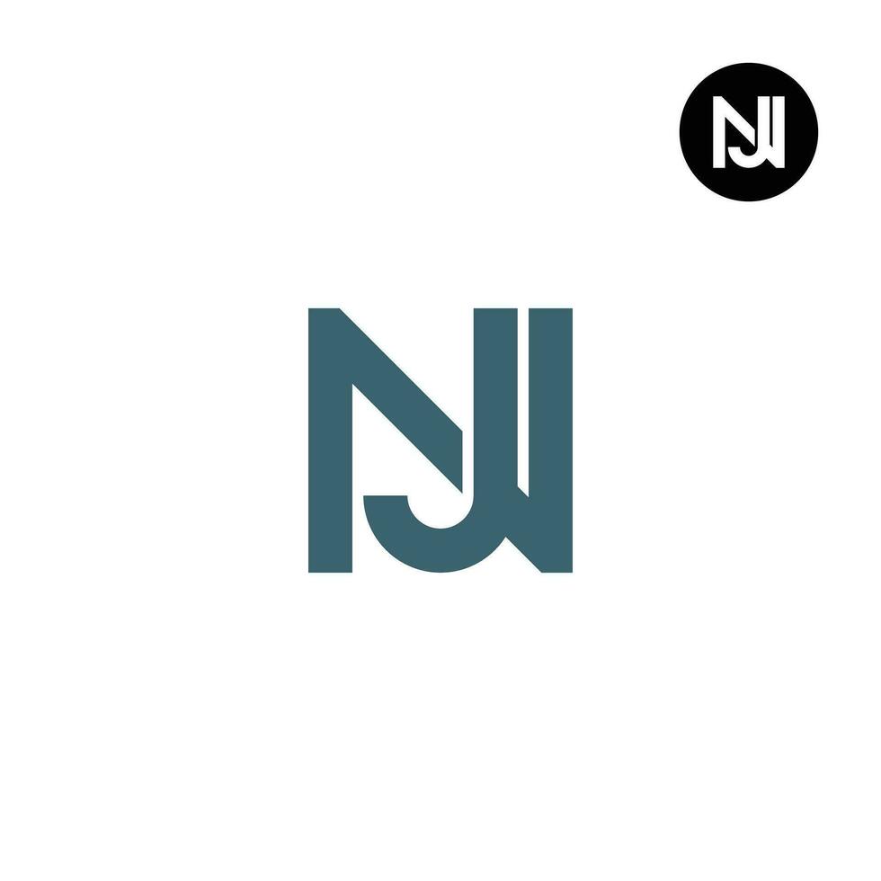 brev nj jn monogram logotyp design vektor