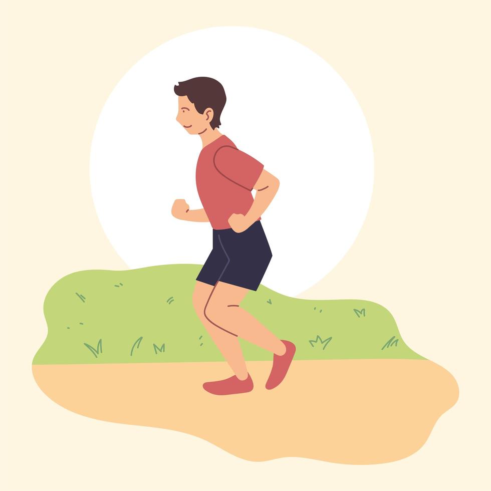 man springer eller joggar, utomhusaktivitet vektor