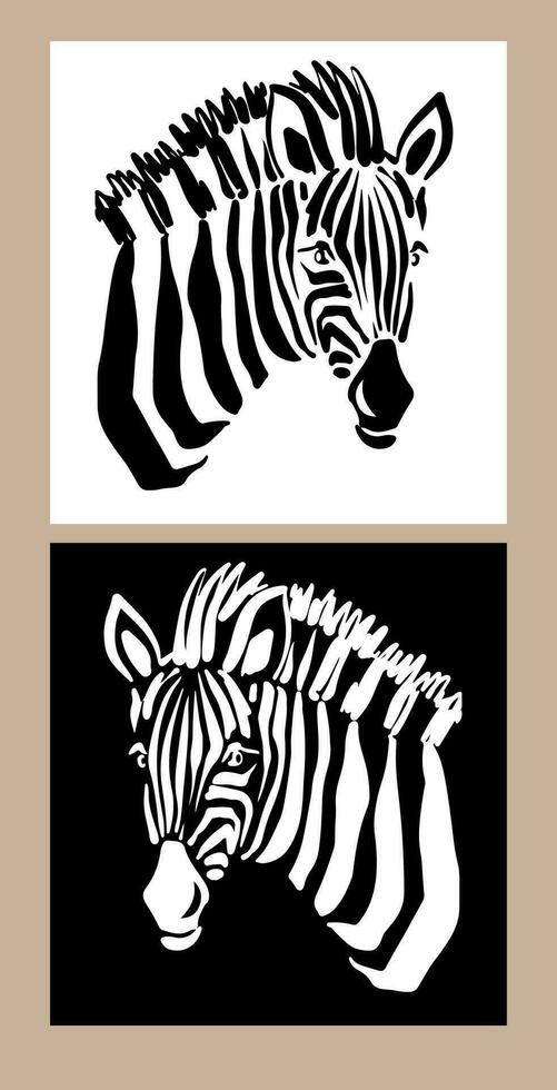 einstellen Zebra isoliert auf Weiß und schwarz Hintergründe. Vektor Grunge Illustration Design Vorlage.
