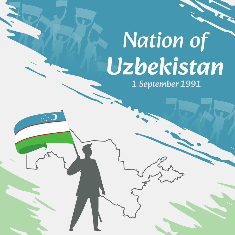Usbekistan Unabhängigkeit Tag Post Design. September 1, das Tag wann Usbeken gemacht diese Nation frei. geeignet zum National Tage. perfekt Konzepte zum Sozial Medien Beiträge, Gruß Karte, Abdeckung, Banner. vektor