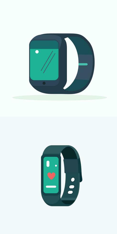 Fitness Tracker Gerät minimalistisch Handgelenk Band eben Stil Vektor Bild