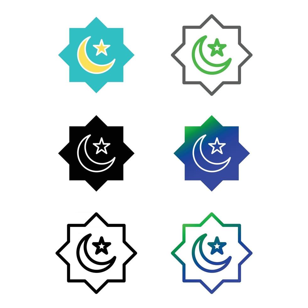 islam symbol ikonuppsättning, ramadan ikon vektor