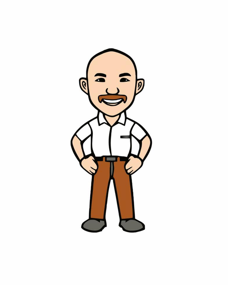 ein Karikatur Mann mit ein Schnurrbart und ein Weiß Hemd vektor