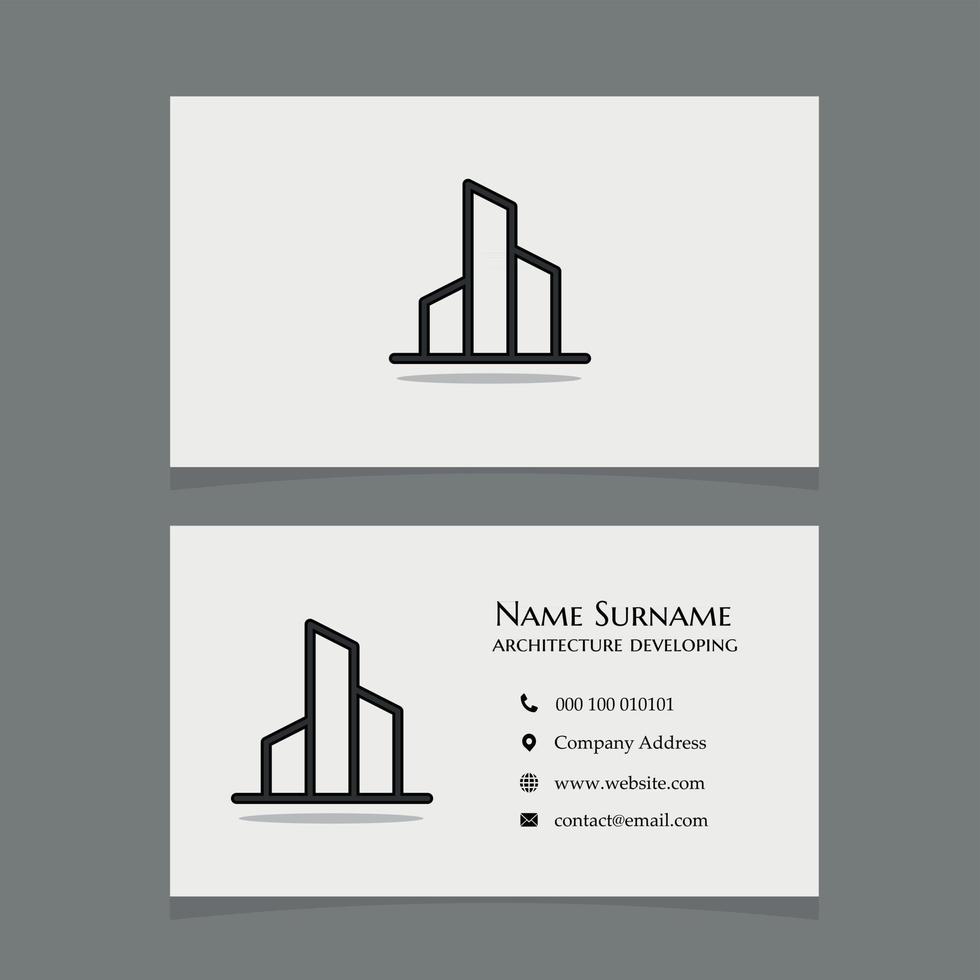 Architektur-Visitenkarte mit minimalistischem Gebäudedesign vektor