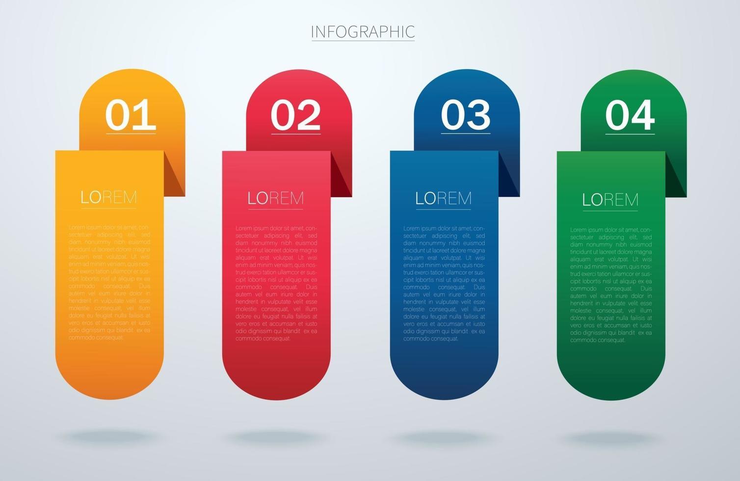 info grafisk vektormall med 4 alternativ. kan användas för webb, diagram, diagram, presentation, diagram, rapport, steg för steg infografik. vektor