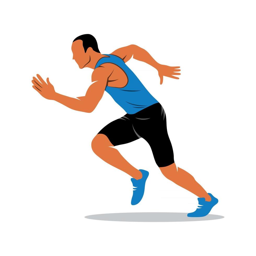 Läufer auf kurzen Strecken Sprinter auf weißem Hintergrund. Vektor-Illustration. vektor