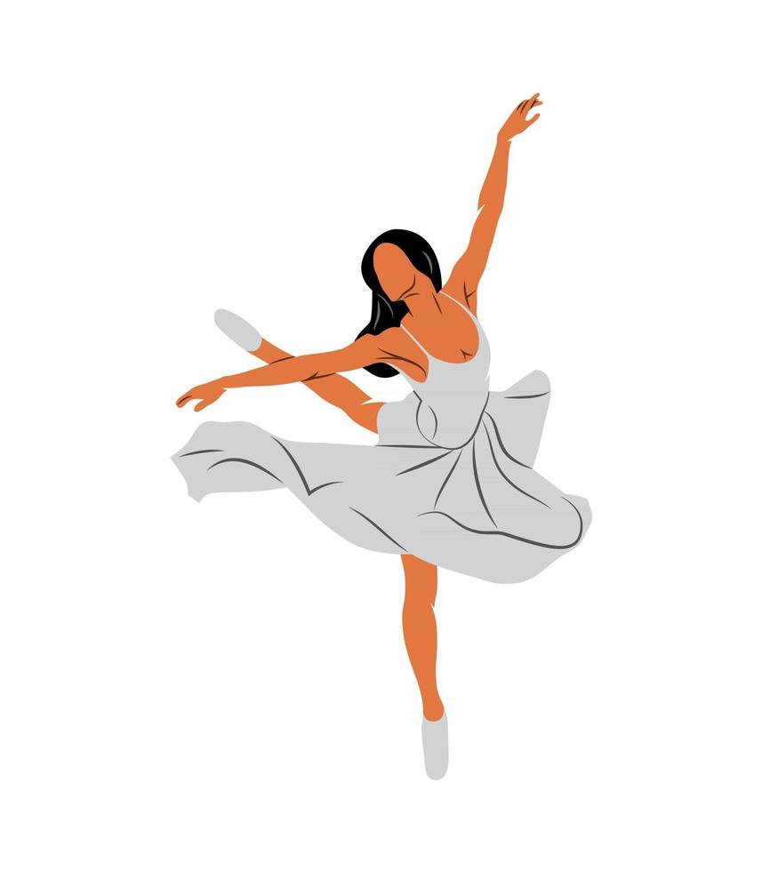 abstrakt ballerinadans på en vit bakgrundsdansare. vektor illustration.