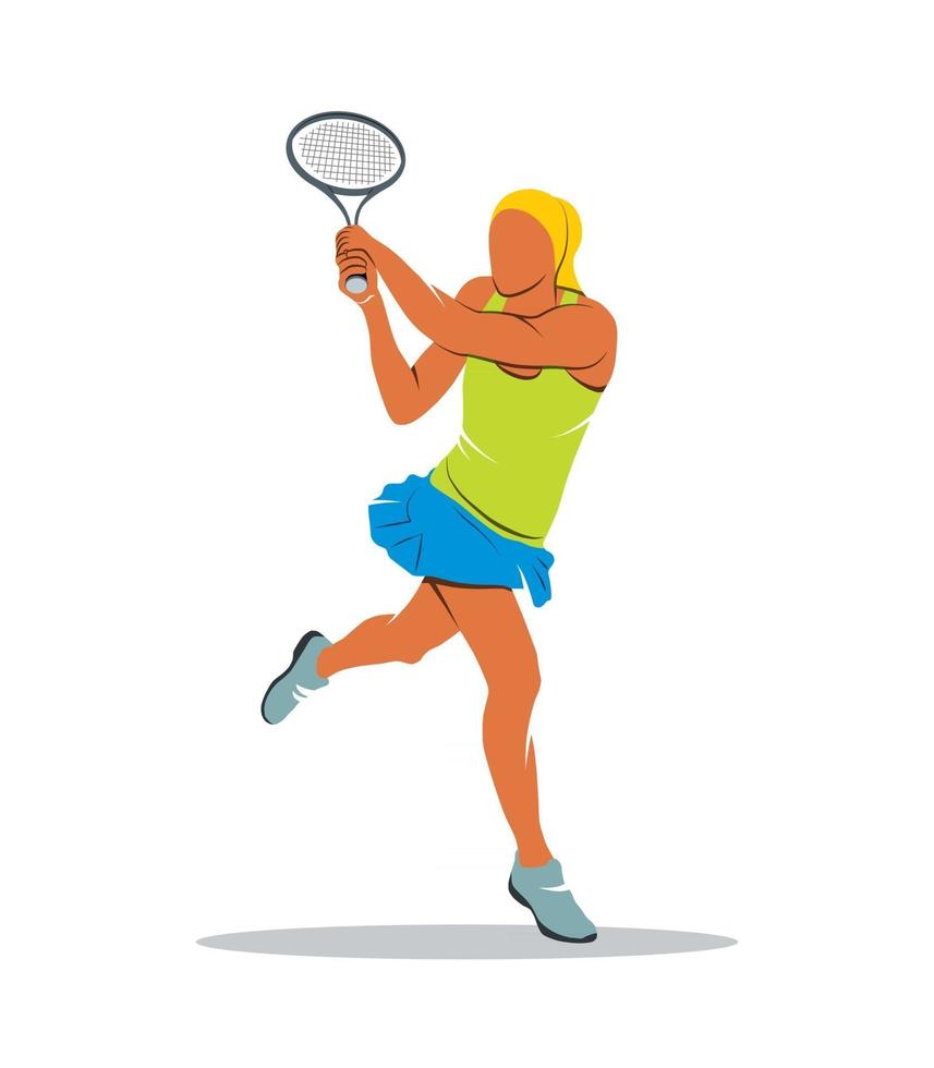 tennis flicka skylt spelare med en racket branding identitet företags vektor logo designmall isolerad på en vit bakgrund. vektor illustration.