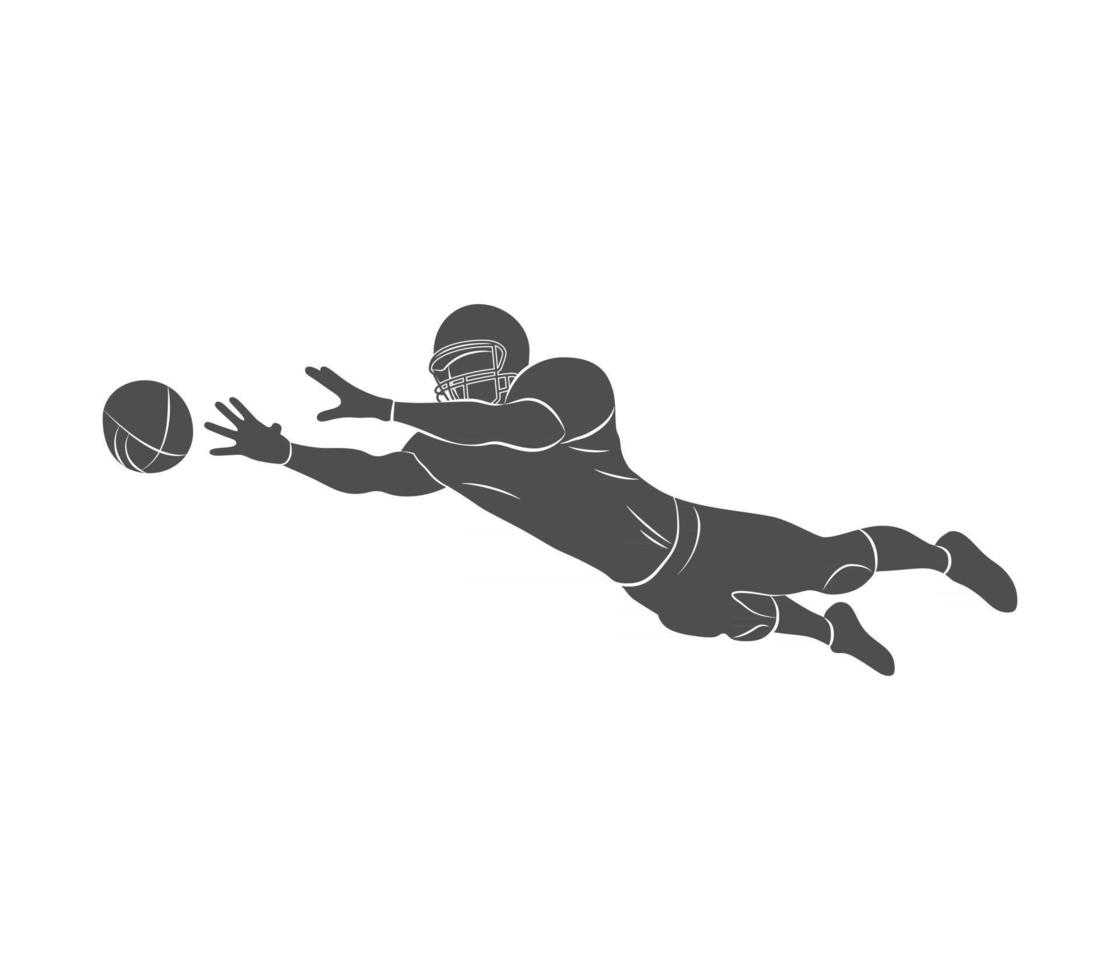 Silhouette American Football-Spieler auf weißem Hintergrund. Vektor-Illustration. vektor