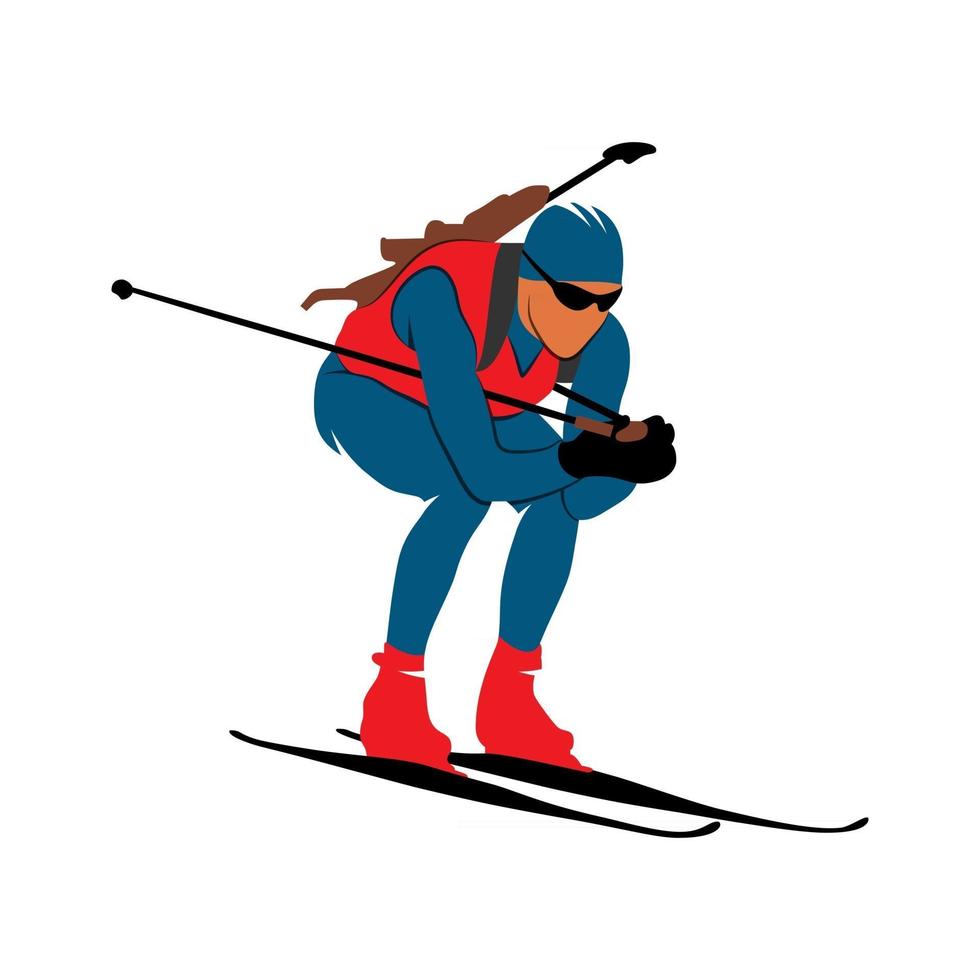 abstrakter Biathlet auf weißem Hintergrund. Vektor-Illustration. vektor