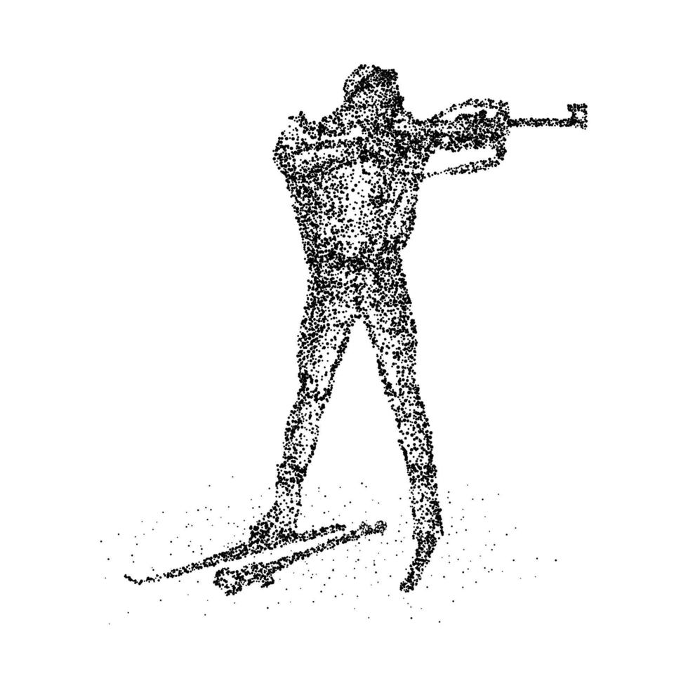 abstrakter Biathlet aus schwarzen Kreisen. Vektor-Illustration. vektor