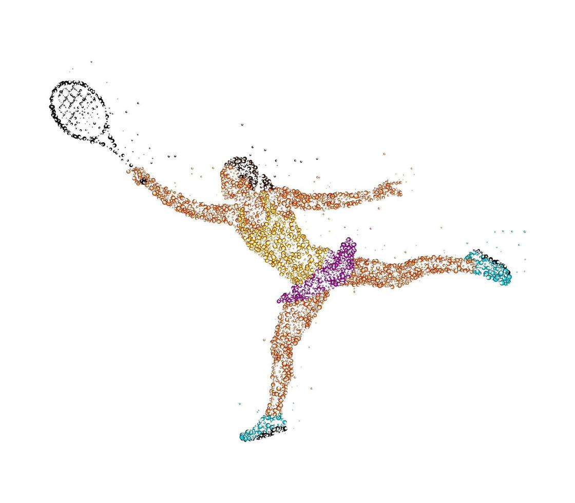 abstrakter Tennisspieler aus bunten Kreisen. Vektor-Illustration. vektor