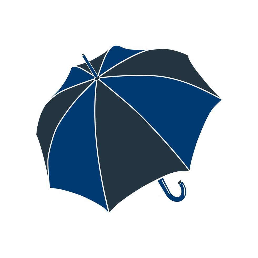 Symbol blaue Blütenblätter runder Regenschirm. Vektor-Illustration. vektor